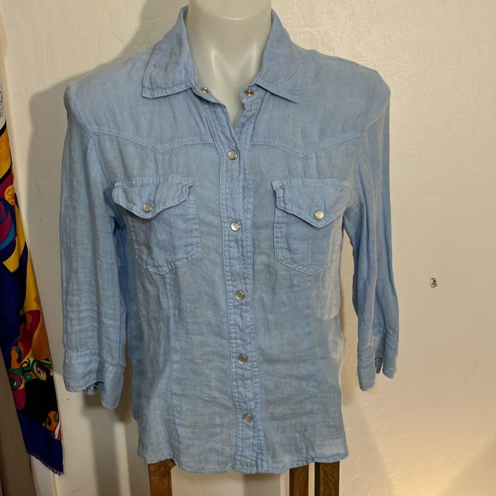 🌈 For Joseph Linen made in USA western shirt